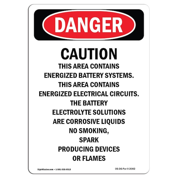 Safety Sign, OSHA Danger, 5" Height, Portrait Caution This Area Contains, Portrait, 10PK